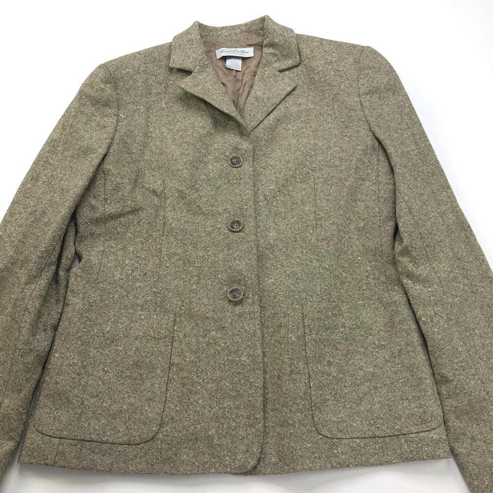 Brooks Brothers 6 Beige Wool Silk Made In USA Womens Button Blazer Jacket